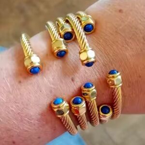 Adelaide Lazurite  18K Gold Stainless Steel Cuff Bracelet